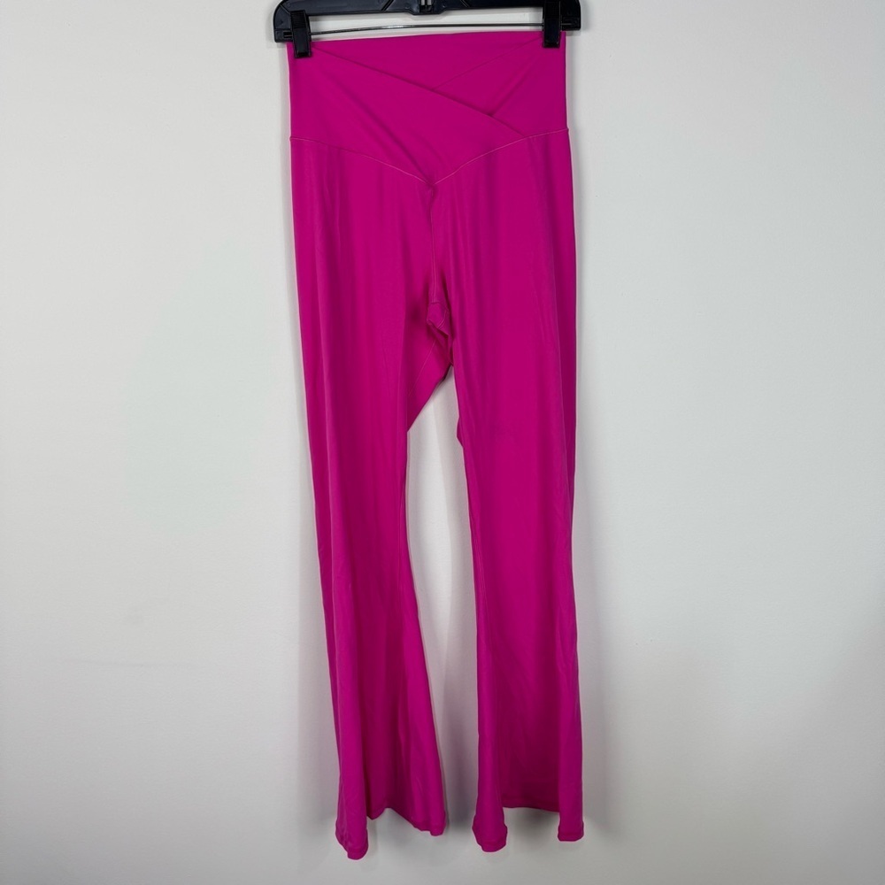Sunzel Hot Pink Barbie Criss Cross Flare Yoga Pants Leggings Workout